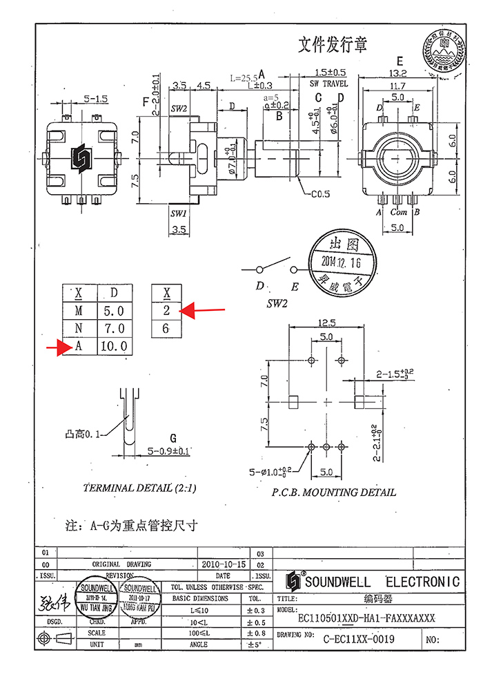 EC11按壓編碼開關規(guī)格書